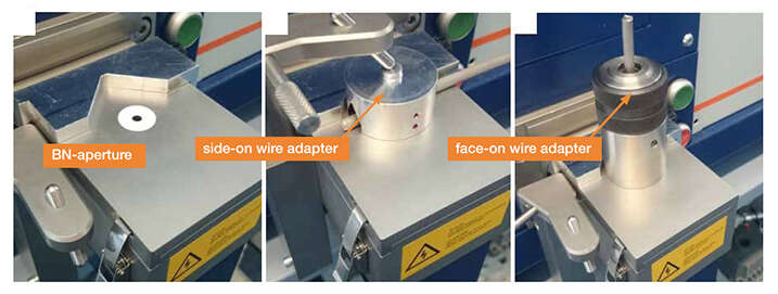 BN-aperture adapter for OES analysis of 3 mm wires